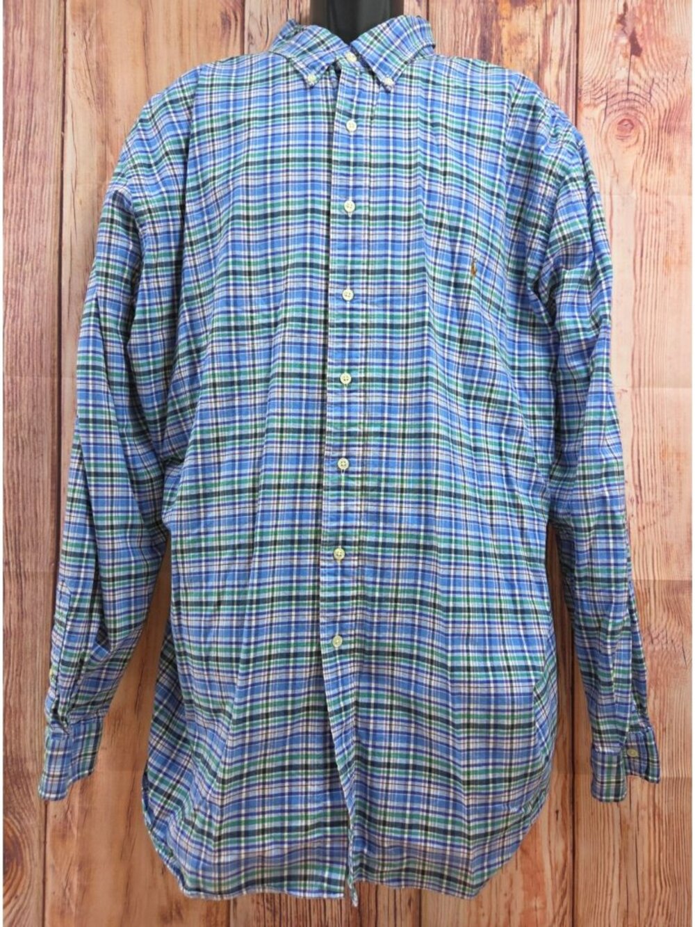 Ralph Lauren Mens Button-Down Shirt 3XLT Plaid Long Sleeve Blue